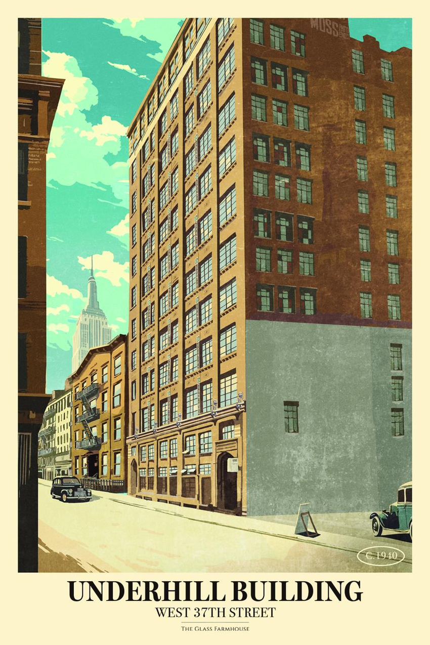 Commissioned illustration of the Underhill Building, c. 1940